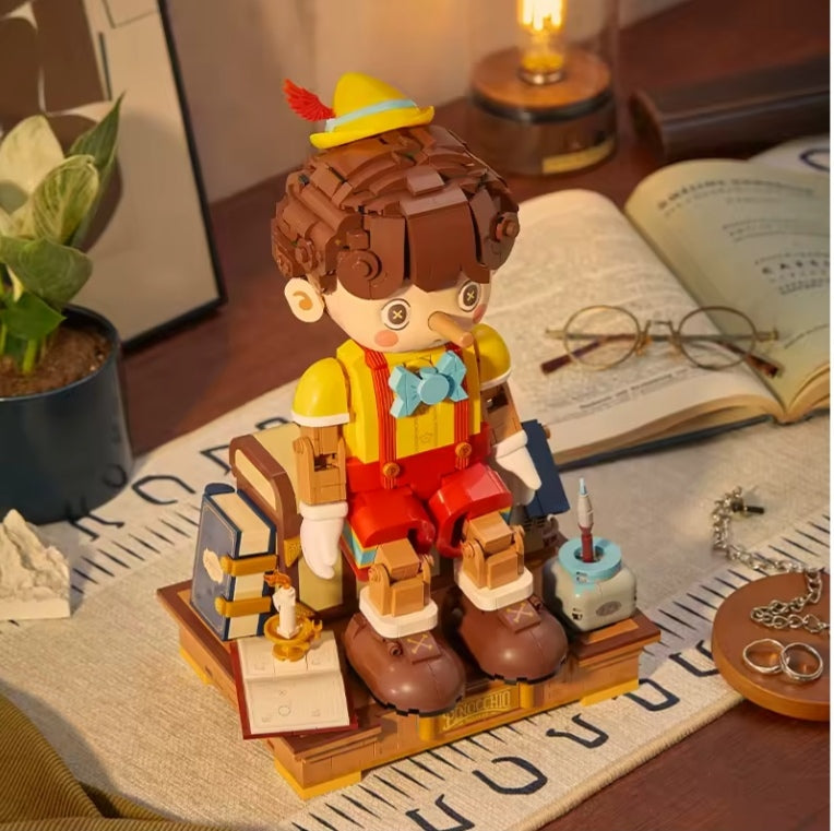 Pinocchio Long Nose Wooden Doll Puppet Decor Building Blocks Set Toys tys bbs dll