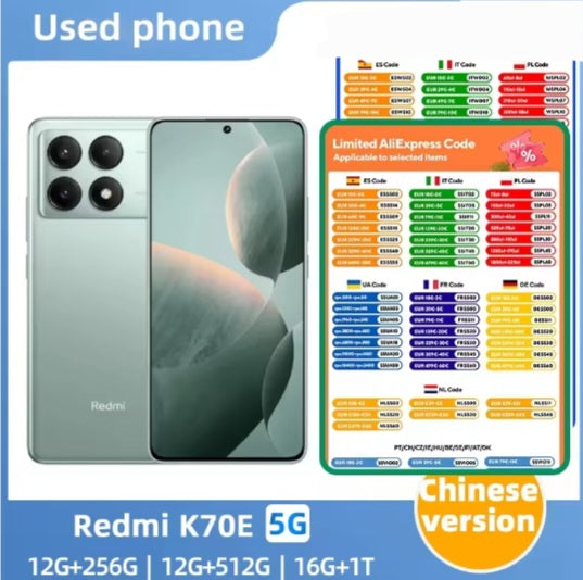 Xiaomi Redmi K70e 5G Chinese Version Cyan Smartphone Dust Water & Scratch Resistant HD Screen Super/Fast Charging Smartphone (RAM 16GB+1TB ROM). smp