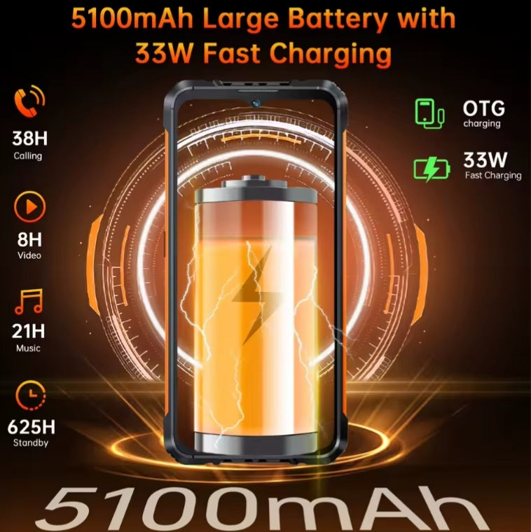 CUBOT Kingkong Ace 3 Waterproof Smartphone Global Version Super/Fast Charging HD Screen Android 14 (Orange) Smartphone smp