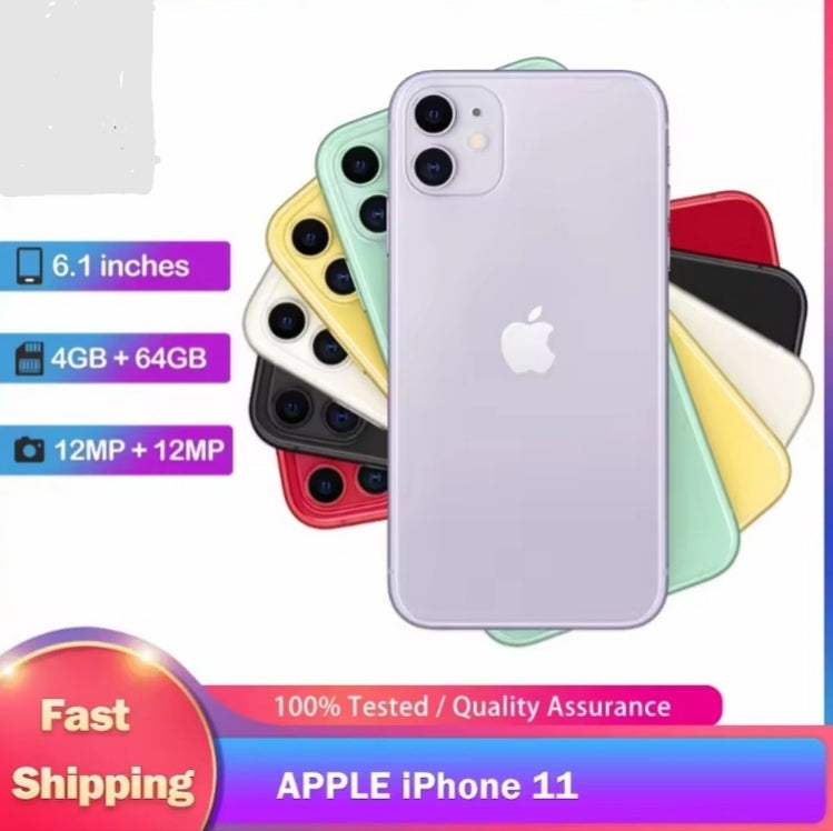 Apple iPhone 11 4G LTE Smartphone Facial Recognition Function 6.1inch Screen ROM 64GB (White) Smartphone smp