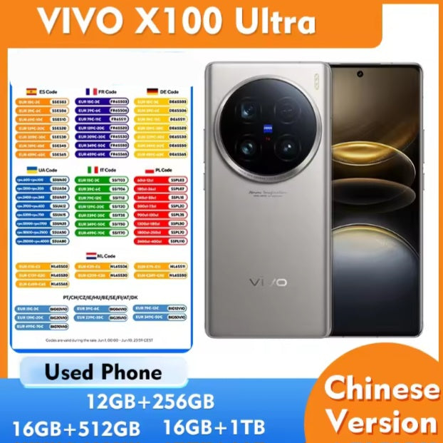 Vivo X100 Ultra 5G Chinese Version Gray Smartphone Dust Water & Scratch Resistant HD Screen Super/Fast Charging Smartphone (RAM 12GB+256GB ROM). smp