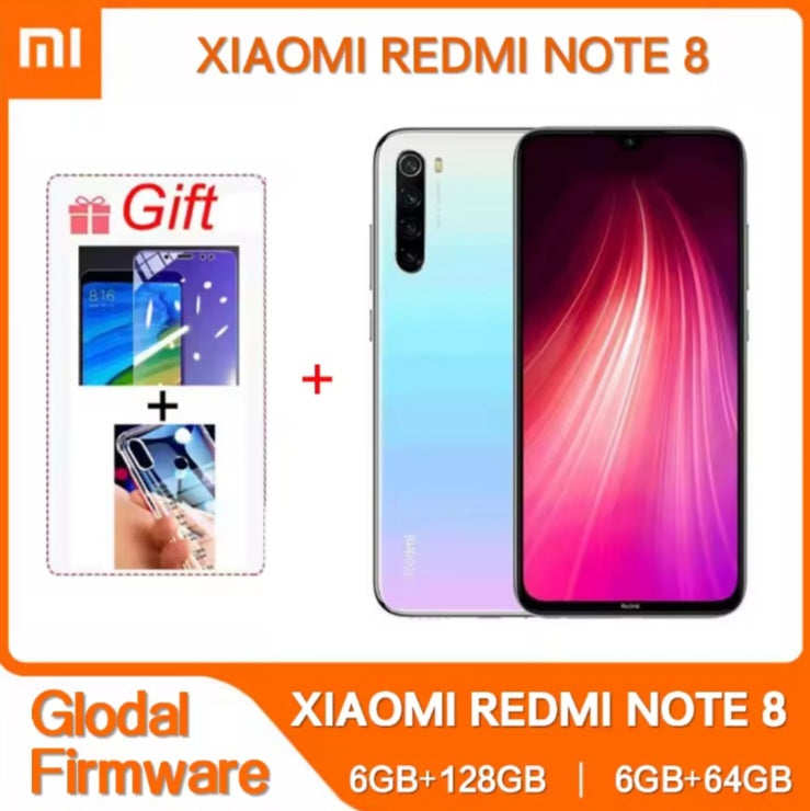 Xiaomi Redmi Note 8 4G Global Version Purple Smartphone Facial Recognition & Fingerprint Unlock Function Dust Water & Scratch Resistant HD Screen Super/Fast Charging (RAM 6GB+64GB ROM) Smartphone + FREE Gift. smp