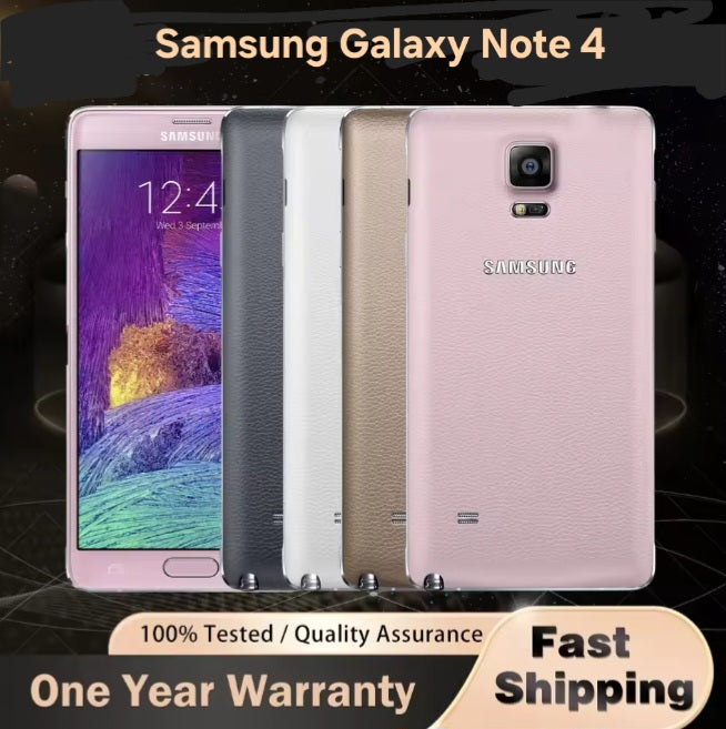 Samsung Galaxy Note 4 US Version White Smartphone Dust Water & Scratch Resistant HD Screen Super/Fast Charging Smartphone (N910V). smp
