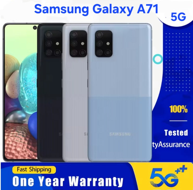Samsung Galaxy A71 5G US Version Blue Smartphone Dust Water & Scratch Resistant HD Screen Super/Fast Charging Smartphone. smp
