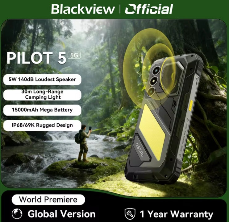 Blackview Oscal Pilot 5 5G Global Version Smartphone Facial Recognition & Fingerprint Unlock Function Dust Water & Scratch Resistant HD Screen Super/Fast Charging Gunmetal Smartphone smp