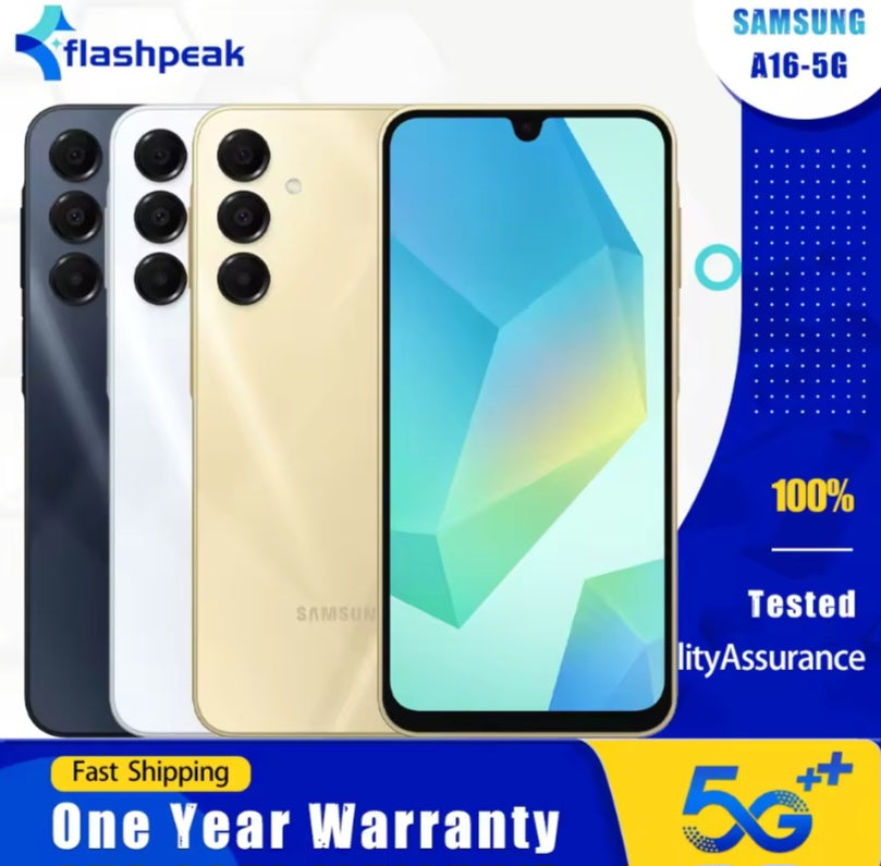 Samsung Galaxy A16 Global Version Gold Smartphone Dust Water & Scratch Resistant HD Screen Super/Fast Charging Smartphone (RAM 4GB+128GB ROM). smp