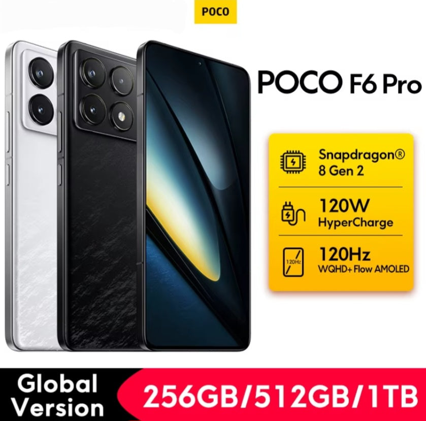 Xiaomi Poco F6 Pro Global Version Black Smartphone Facial Recognition & Fingerprint Unlock Function Dust Water & Scratch Resistant HD Screen Super/Fast Charging (RAM 16GB+1TB ROM) Smartphone. smp
