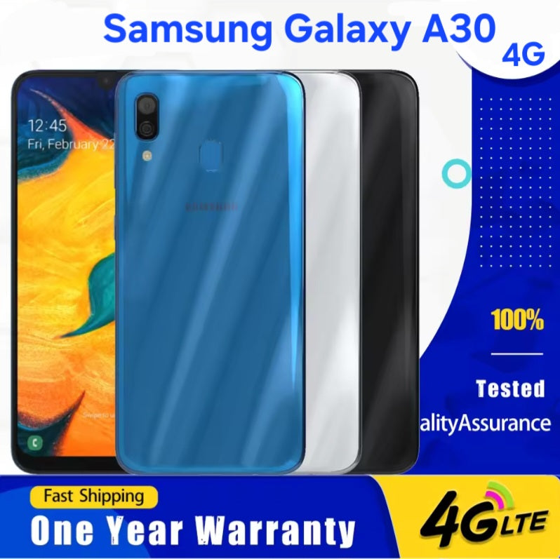 Samsung Galaxy A30 4G Global Version White Smartphone Dust Water & Scratch Resistant HD Screen Super/Fast Charging Smartphone. smp
