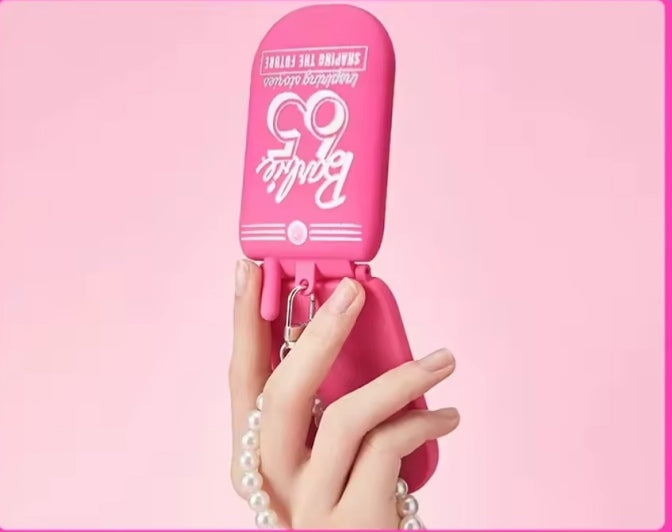 Barbie Pink Phone Shaped Compact Makeup Mirror With Keyring dll tys
