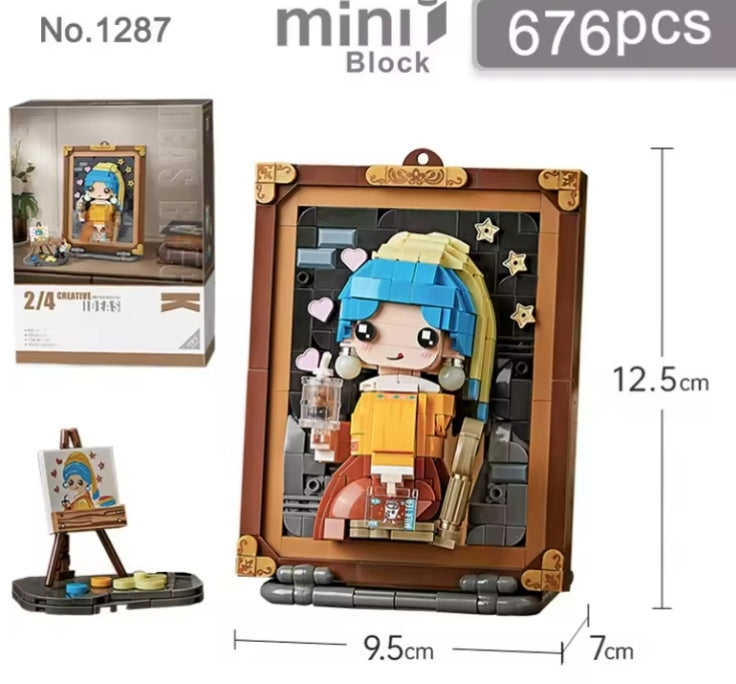 Classic Oil Painting Building Block Set Toys (with box) tys bbs