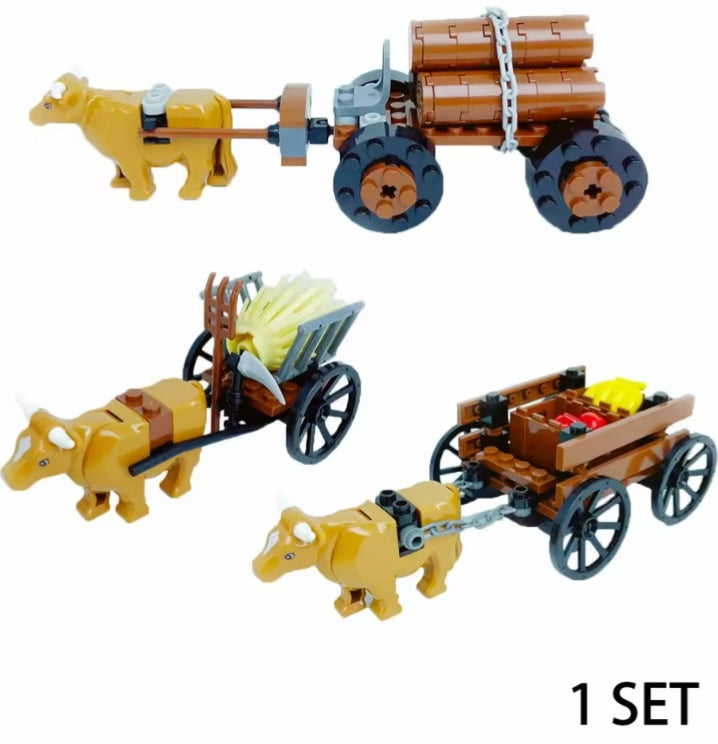 Children's Farm Animals With Cart Building Blocks Set Toys tys bbs