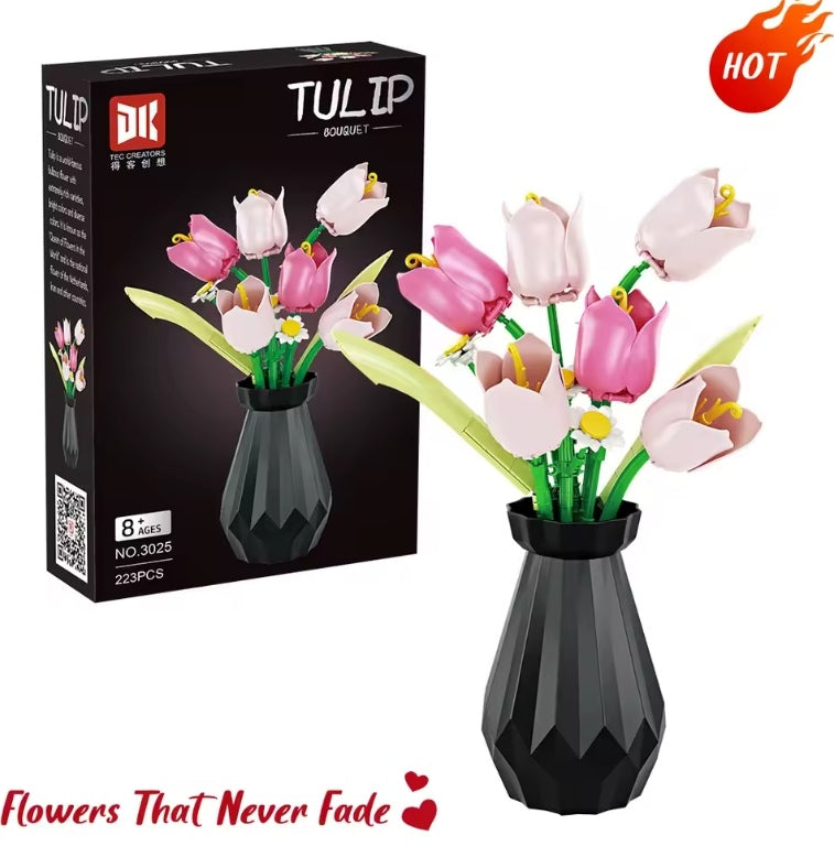 Desk Ornament Tulip Flowers Building Blocks Set Toys tys bbs