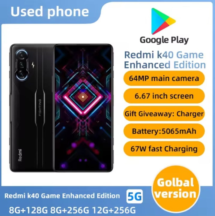 Xiaomi Redmi K40 5G Global Version Silver Smartphone Facial Recognition & Fingerprint Unlock Function Dust Water & Scratch Resistant HD Screen Super/Fast Charging Smartphone (RAM 8GB+256GB ROM).smp
