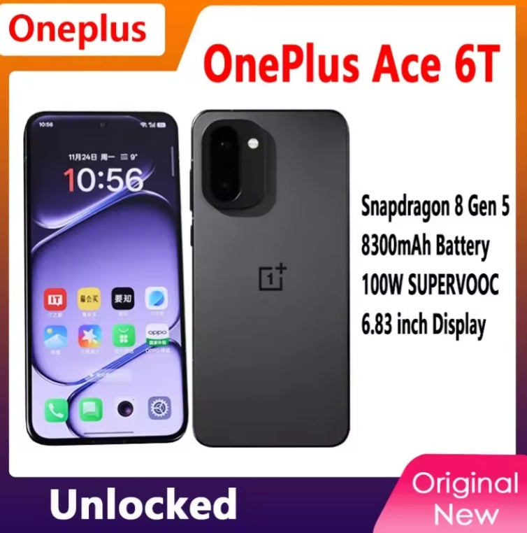 OnePlus Ace 6T 5G Smartphone Snapdragon 8 Gen 5 SuperVooc 6.83inch Screen RAM 12GB+512GB ROM (Green) Smartphone smp