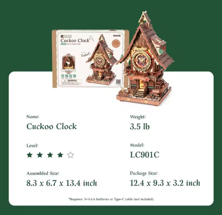 Black Forest Style 3D Wooden Puzzle Cuckoo Clock With Working Bird Building Blocks Set Toys tys bbs