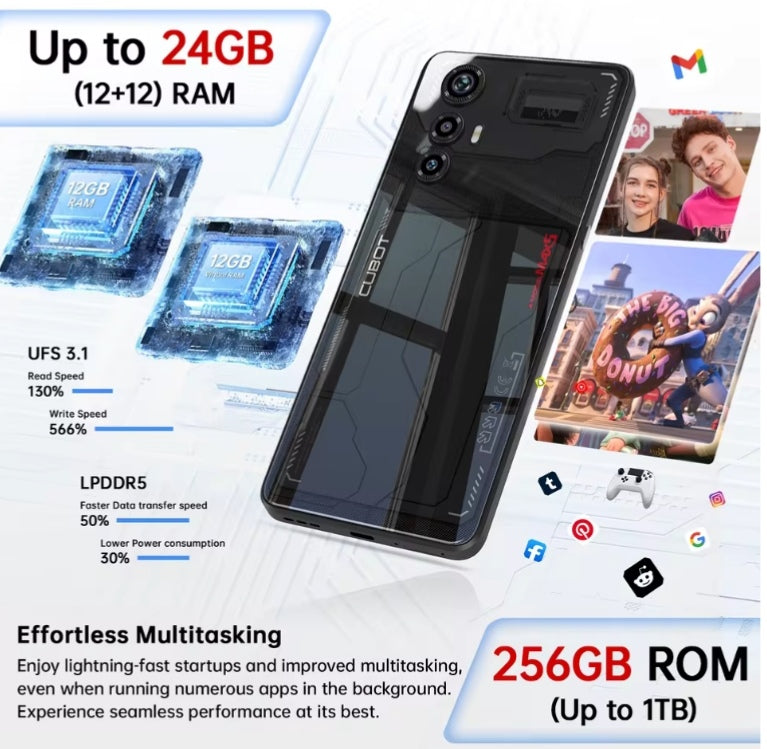 CUBOT MAX 5 5G Waterproof Smartphone Global Version Android 14 HD Screen (Black) Smartphone smp