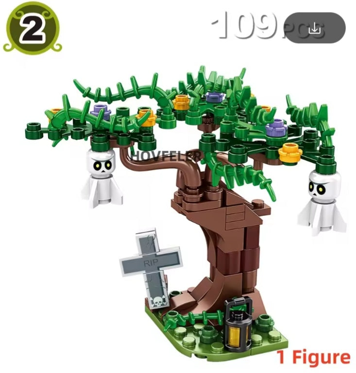 Children's Halloween Pumpkin House Tree & Grave Building Blocks Set Toys tys bbs