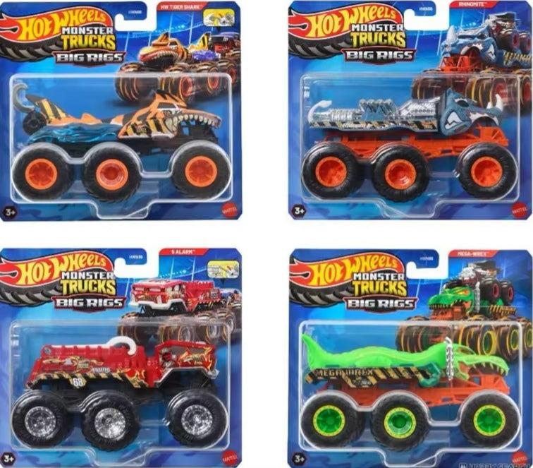 2025 Hot Wheels Monster Trucks Big Rigs "F-set of 4" Toy Cars tys crs