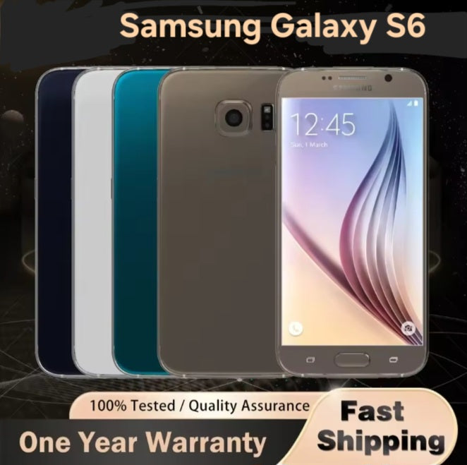 Samsung Galaxy S6 US Version Gold Smartphone Dust Water & Scratch Resistant HD Screen Super/Fast Charging Smartphone (G920F). smp