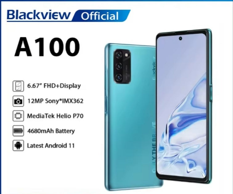 Blackview A100 Hello P70 Android 11 Smartphone 6.67inch Screen RAM 6GB+128GB ROM (Black) Smartphone smp
