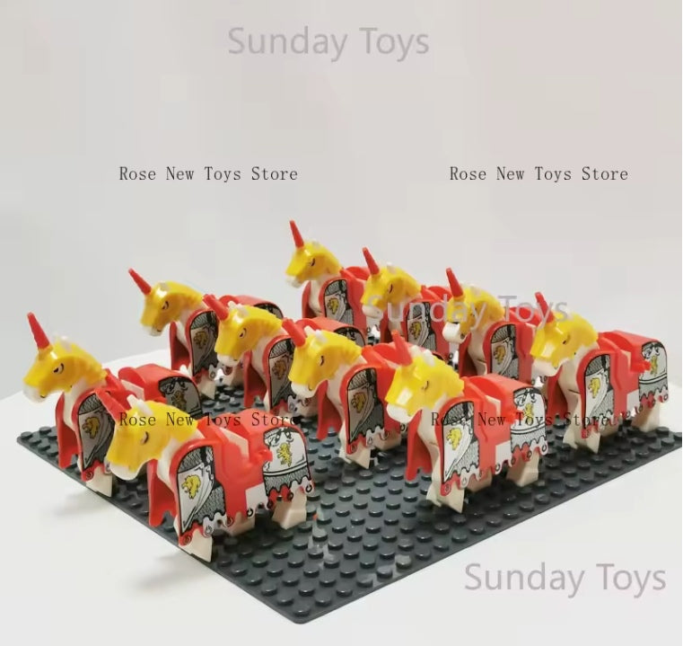 Children's Medieval Castle King's Knights' Horses Building Blocks Set Toys tys bbs