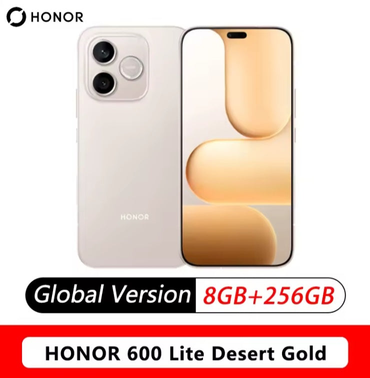 Honor 600 Lite Global Version Desert Gold Smartphone Dust Water & Scratch Resistant HD Screen Super/Fast Charging Smartphone (RAM 8GB÷256GB ROM). smp