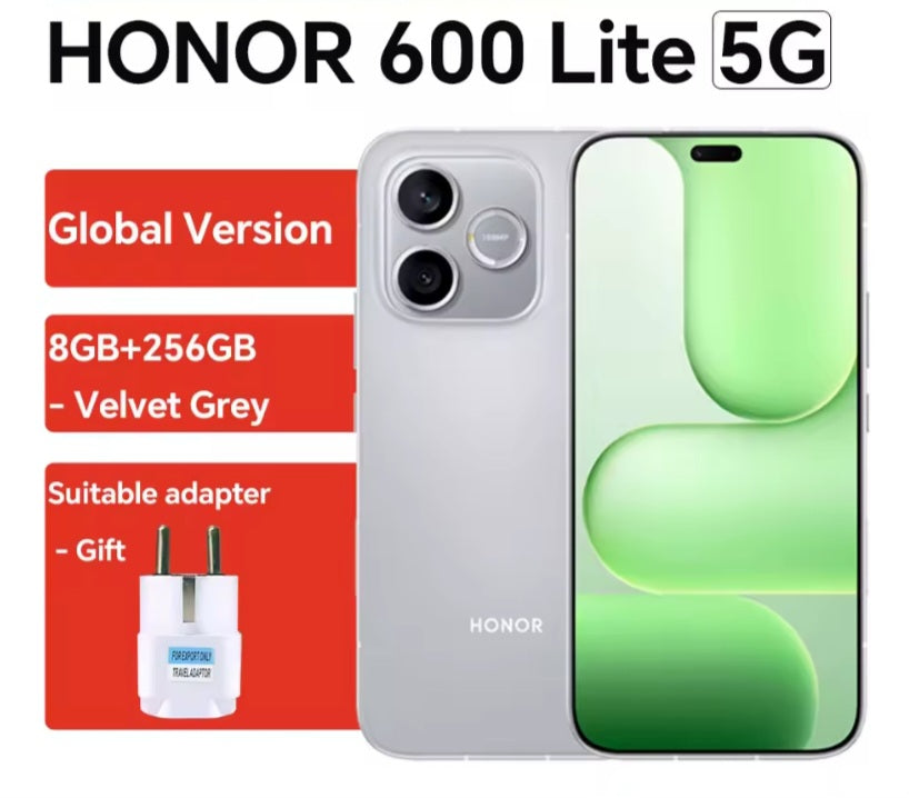 Honor 600 Lite Global Version Velvet Grey Smartphone Dust Water & Scratch Resistant HD Screen Super/Fast Charging Smartphone (RAM 8GB÷256GB ROM). smp