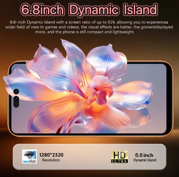 SURGAZE i18 Pro Max Global Version Silver Smartphone Dust Water & Scratch Resistant HD Screen Super/Fast Charging Smartphone (RAM 12GB÷512GB ROM). smp
