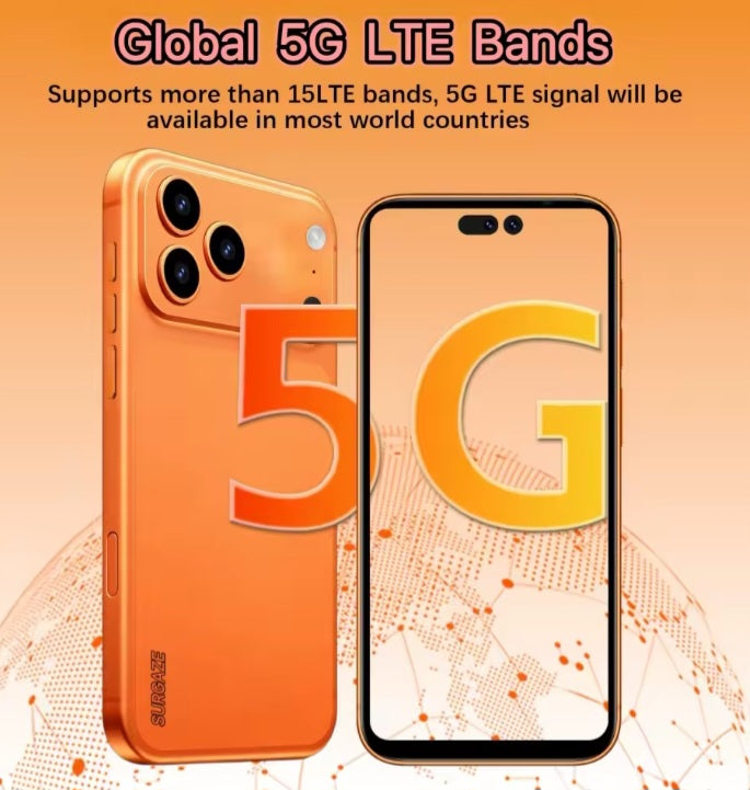 SURGAZE i18 Pro Max Global Version Silver Smartphone Dust Water & Scratch Resistant HD Screen Super/Fast Charging Smartphone (RAM 12GB÷512GB ROM). smp