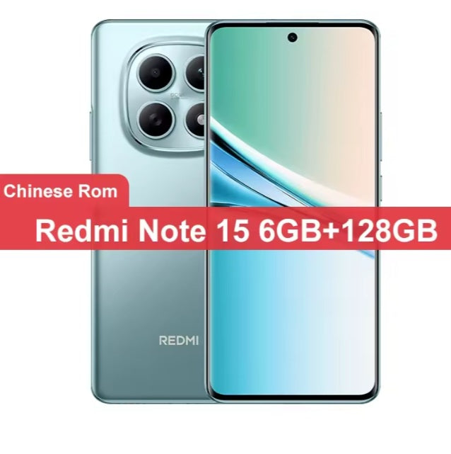 Xiaomi Redmi Note 15 Chinese Version Cyan Smartphone Facial Recognition & Fingerprint Unlock Function Dust Water & Scratch Resistant HD Screen Super/Fast Charging Smartphone. smp