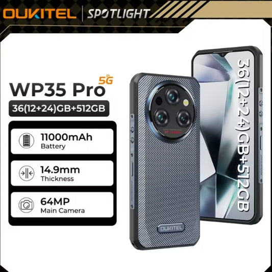 OUKITEL WP35 Pro Rugged 5G Android Smartphone HD Screen 512GB ROM (Gray) Smartphone smp