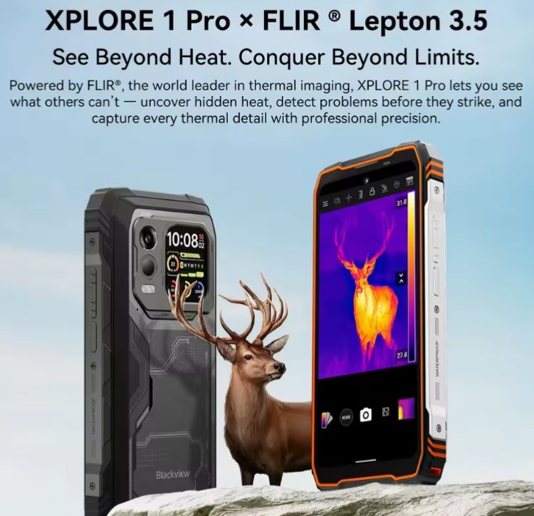 Blackview XPLORE 1 Pro Rugged 5G Android 15 Smartphone Thermal Imaging Backed By FLIR 6.73inch HD Screen RAM 16GB+512GB ROM Global Version (Black) Smartphone smp