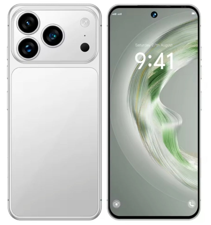 2025 HOT I17 Pro Max 5G Android 15 System Global Version 12GB 512GB (Silver) Smartphone smp