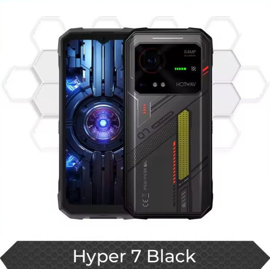 Hotwav Hyper 7 Rugged 5G Smartphone Facial Recognition & Fingerprint Unlock Function Dust Water & Scratch Resistant Black Smartphone smp
