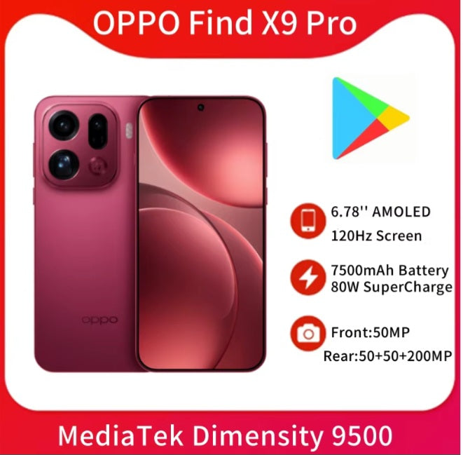 OPPO Find X9 Pro. 5G Chinese Version Titanium Smartphone Dust Water & Scratch Resistant HD Screen Super/Fast Charging Smartphone (RAM 12GB+512GB ROM). smp