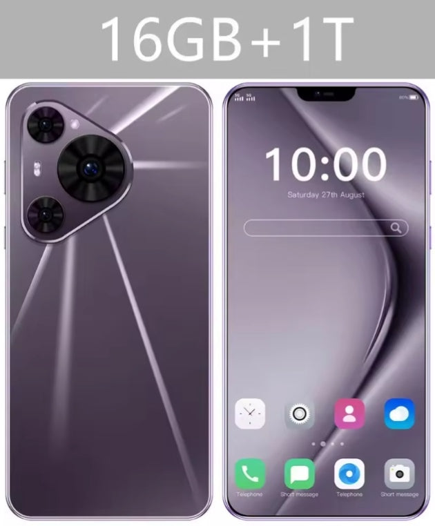 2026 HOT New P80 Ultra 7.0inch HD 4K 4G 5G Android 16GB+1TB (Purple) Smartphone smp