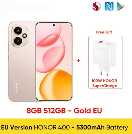 Honor 400 5G EU Version Gold Smartphone Facial Recognition & Fingerprint Unlock Function Dust Water & Scratch Resistant HD Screen Super/Fast Charging (RAM 8GB+512GB ROM) Smartphone smp