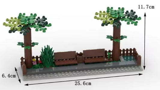 City Road Scene Benches Trees Building Blocks Set Toys tys bbs