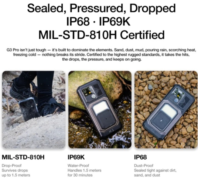 AGM G3 Pro 5G Rugged Global Version Smartphone Facial Recognition & Fingerprint Unlock Function Dust Water & Scratch Resistant HD Screen Super/Fast Charging Smartphone + FREE Buds. smp