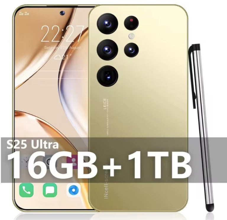 2025 High Quality LCD Screen S25 Ultra 7.3 Inch (Gold) Smartphone smp