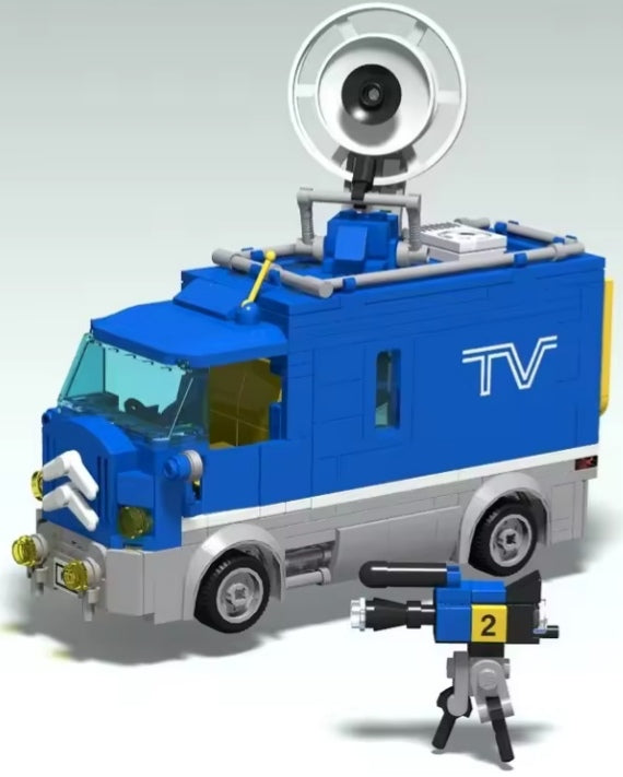 Desktop Decor City TV Van Building Blocks Set Toys tys bbs