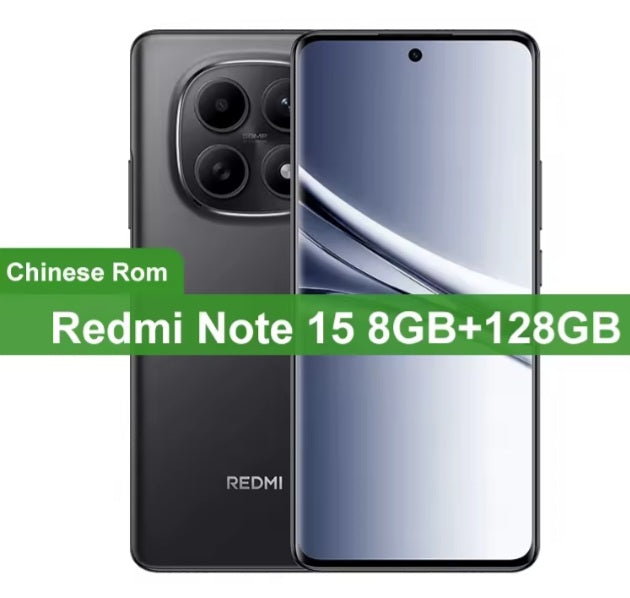 Xiaomi Redmi Note 15 Chinese Version Black Smartphone Facial Recognition & Fingerprint Unlock Function Dust Water & Scratch Resistant HD Screen Super/Fast Charging Smartphone. smp
