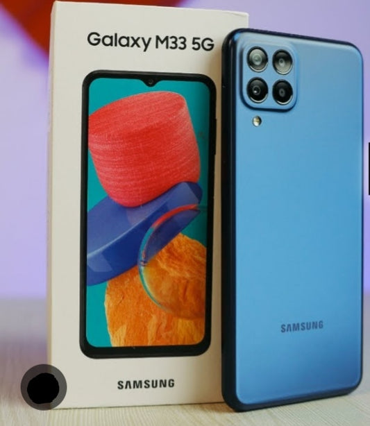 Samsung Galaxy M33 5G Korean Version Smartphone Facial Recognition & Fingerprint Unlock Function Dust Water & Scratch Resistant HD Screen Super/Fast Charging M Series Blue Smartphone smp