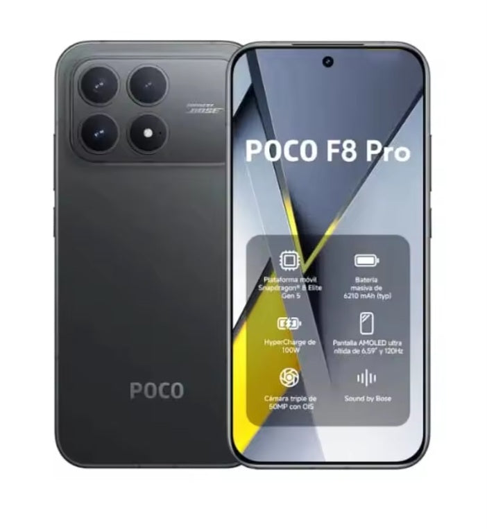 Xiaomi Poco F8 Pro 5G Global Version Black Smartphone Facial Recognition & Fingerprint Unlock Function Dust Water & Scratch Resistant HD Screen Super/Fast Charging (RAM 12GB+512GB ROM) Smartphone. smp