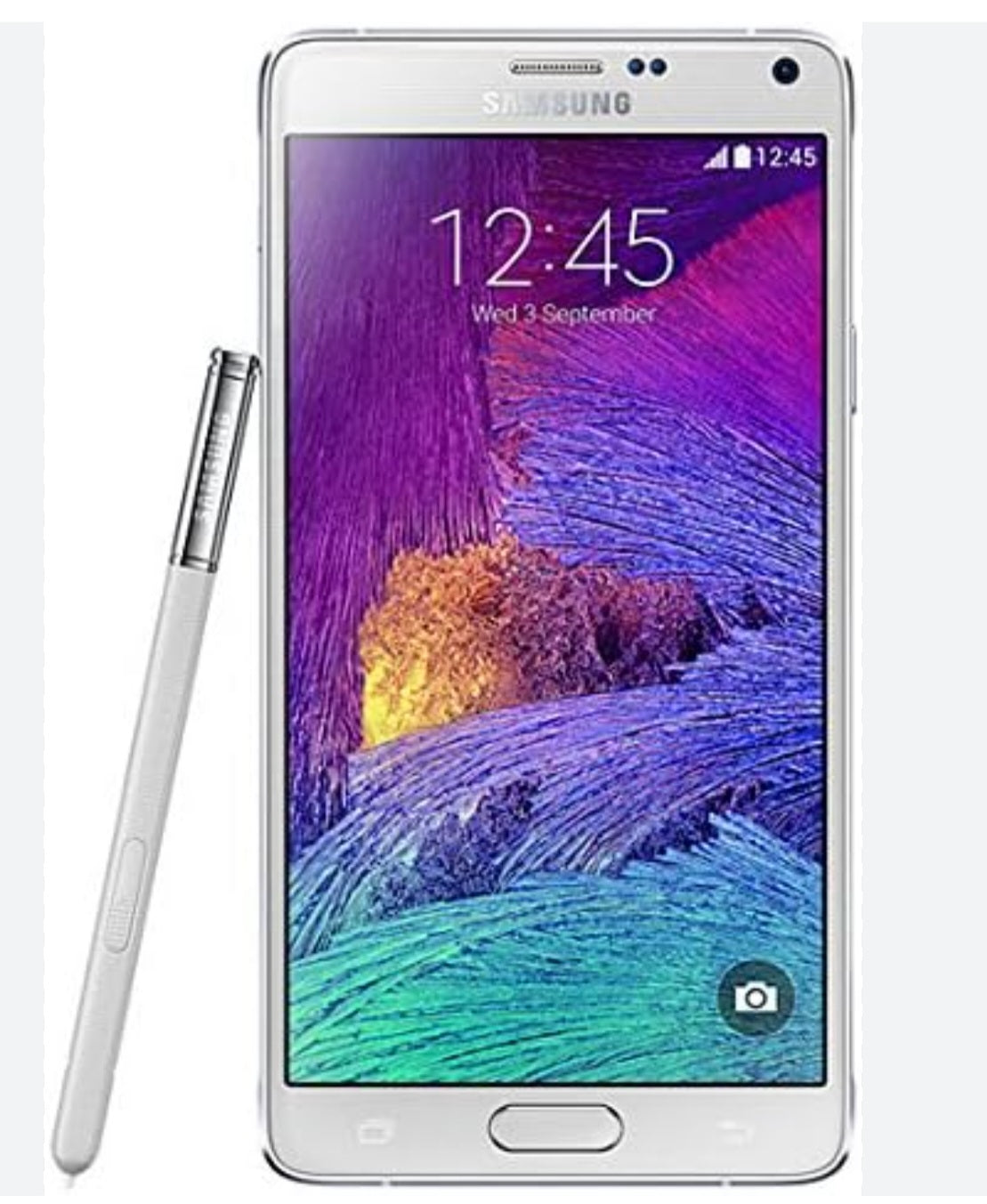 Samsung Galaxy Note 4 US Version White Smartphone Dust Water & Scratch Resistant HD Screen Super/Fast Charging Smartphone (N910V). smp