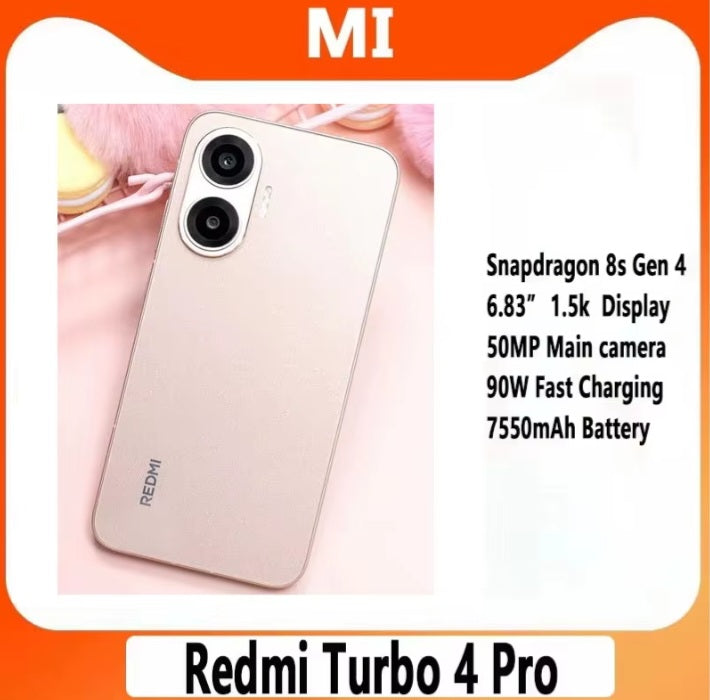 Xiaomi Redmi Turbo 4 Pro 5G Chinese Version White Smartphone Facial Recognition & Fingerprint Unlock Function Dust Water & Scratch Resistant HD Screen Super/Fast Charging (RAM 16GB+256GB ROM) Smartphone. smp