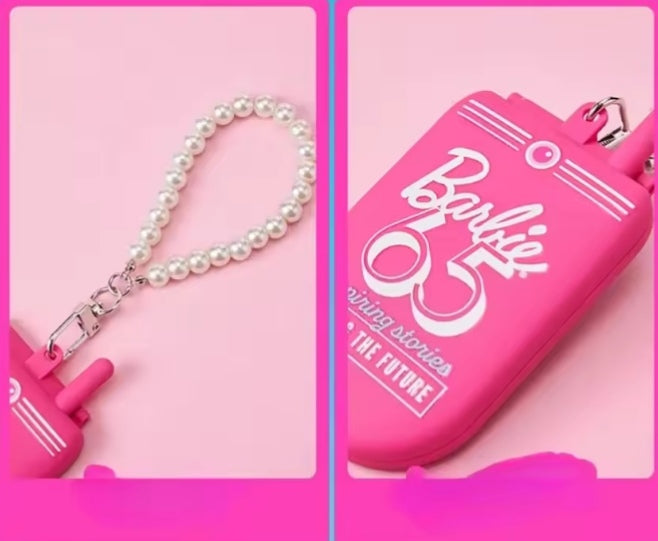 Barbie Pink Phone Shaped Compact Makeup Mirror With Keyring dll tys