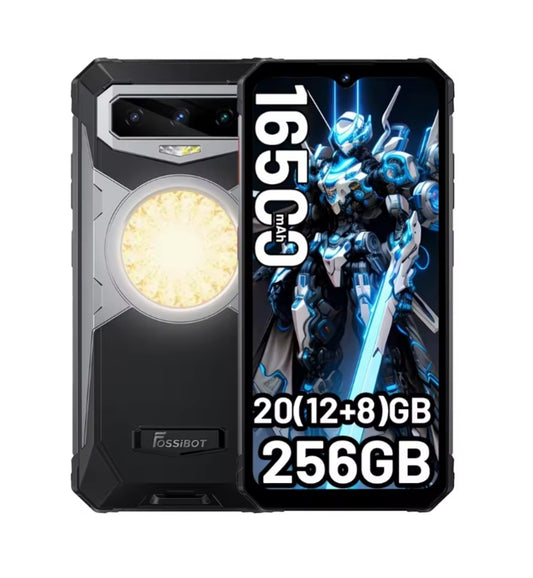 FOSSIBOT F102 Rugged Global Version Smartphone Facial Recognition & Fingerprint Unlock Function Dust Water & Scratch Resistant HD Screen Super/Fast Charging Black Smartphone smp