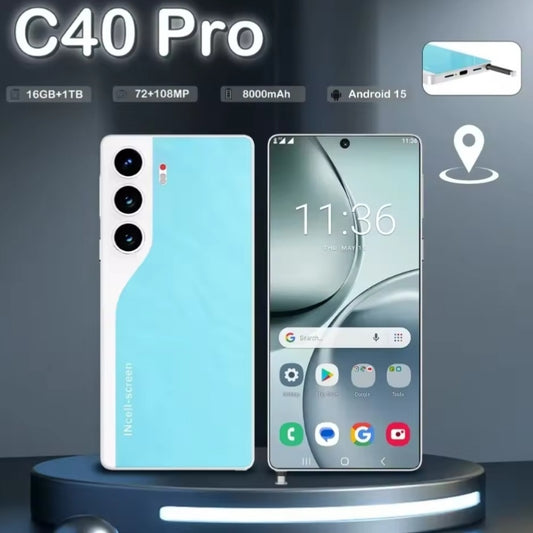 HOT 2025 NEW C40 Pro Original Intelligent 4G 5G 16GB-1T Android (Sky Blue) Smartphone smp