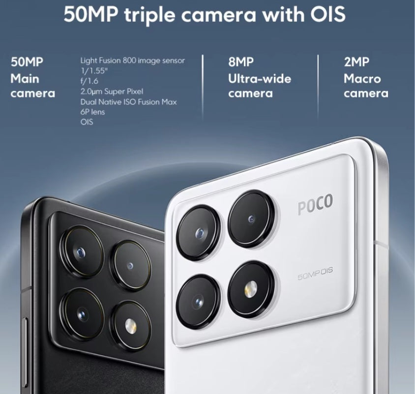 Xiaomi Poco F6 Pro Global Version White Smartphone Facial Recognition & Fingerprint Unlock Function Dust Water & Scratch Resistant HD Screen Super/Fast Charging (RAM 12GB+512GB ROM) Smartphone. smp